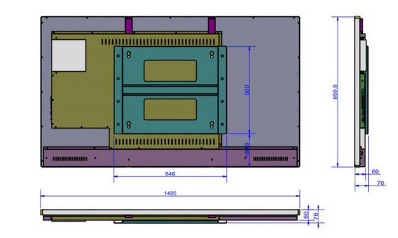 Tela táctil do LCD do vidro temperado, 80KHz monitor do LCD de 65 polegadas para a escola